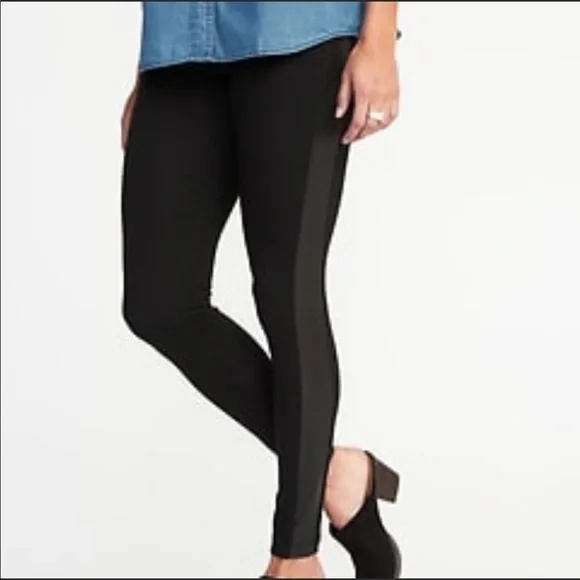 Old Navy Pants Jumpsuits Old Navy Black Faux Leather Panel